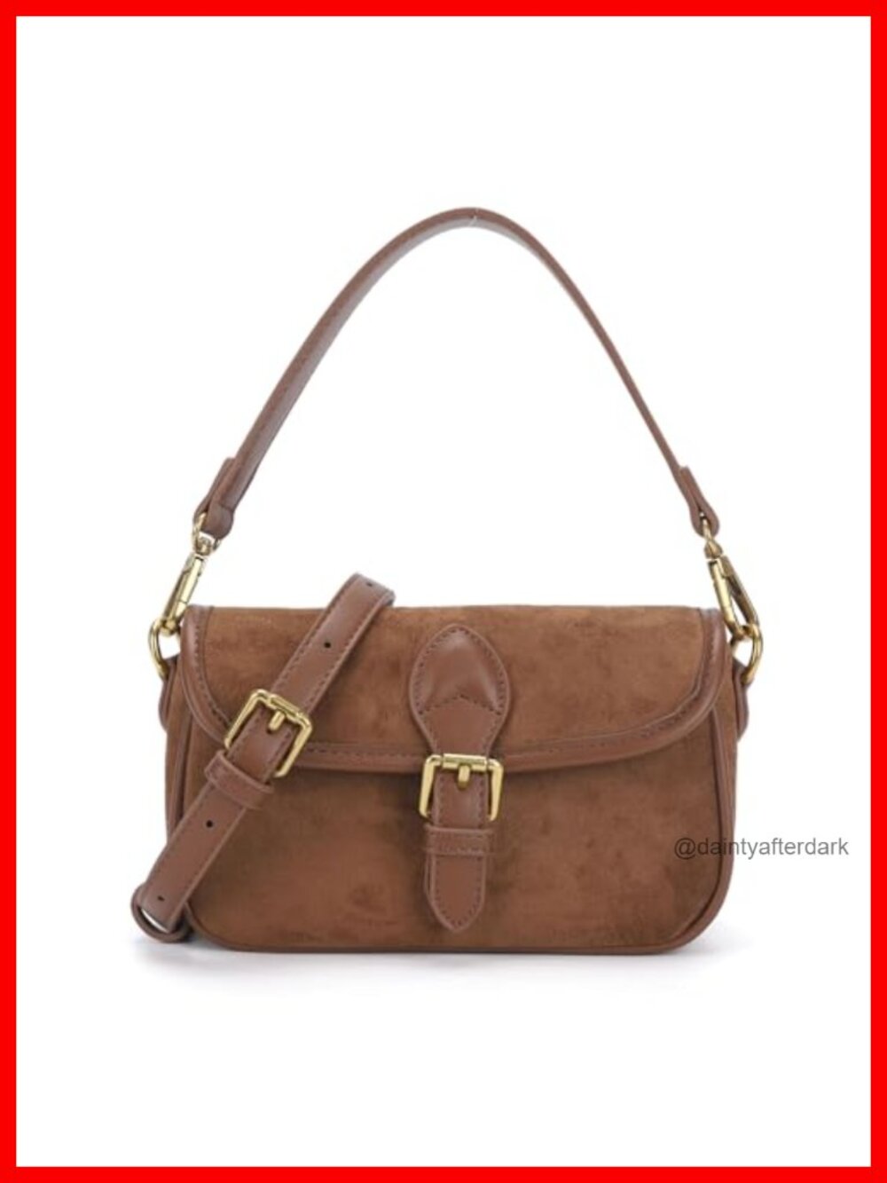 Faux Suede Small Crossbody Bag with Adjustable Strap